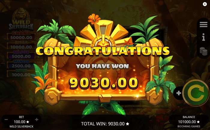 Wild Silverback - ชนะรวมทั้งหมดในรอบ Free Spins